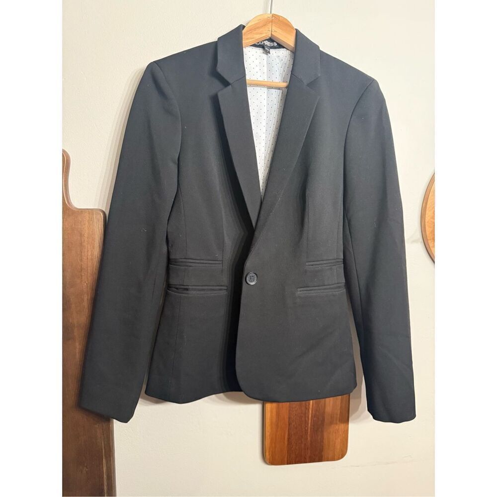 Express Black Single Button Notch Lapel Collar Lined Career Blazer Size 4